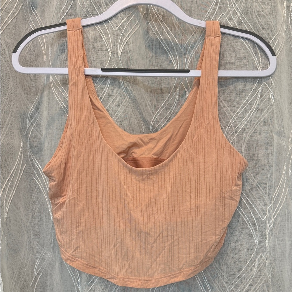 Peach Ribbed extra Cropped Top tank